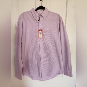 NWT Izod Button Down Purple/White Gingham Print Size Medium
